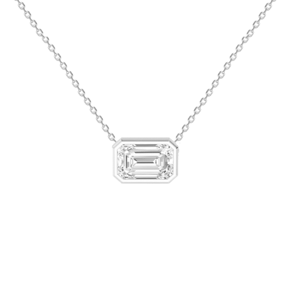 0.7ct Emerald Cut Diamond Bezel Pendant in Platinum Vermeil - Lab Grown