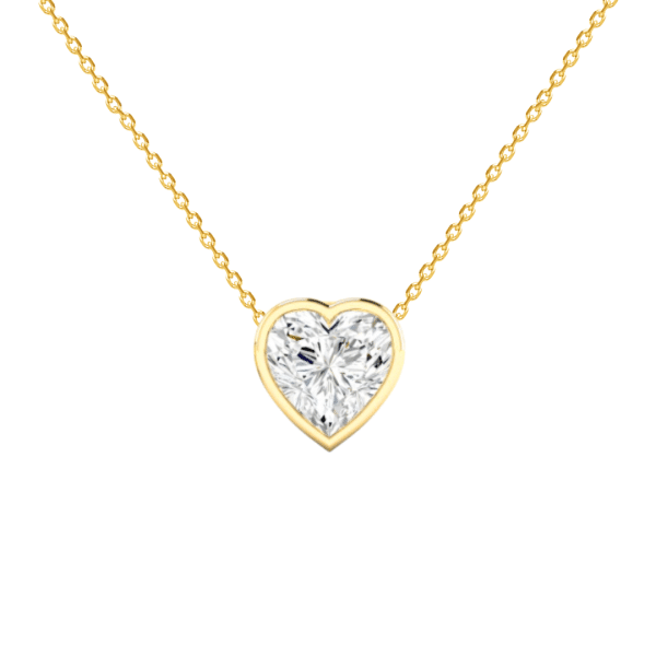 1ct Heart Cut Diamond Bezel Pendant in 18ct Gold Vermeil - Lab Grown