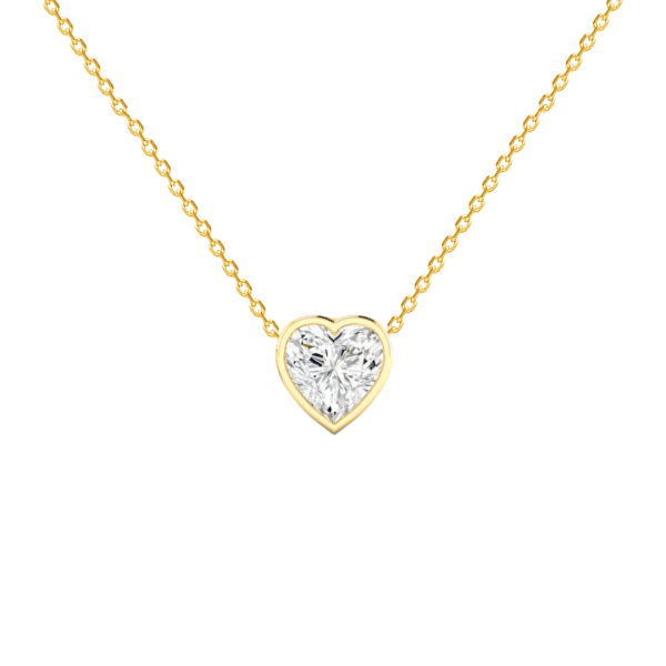 0.70ct Heart Cut Diamond Bezel Pendant in 18ct Gold Vermeil - Lab Grown