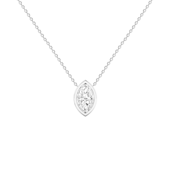 0.70ct Marquise Cut Diamond Bezel Pendant in Platinum Vermeil - Lab Grown