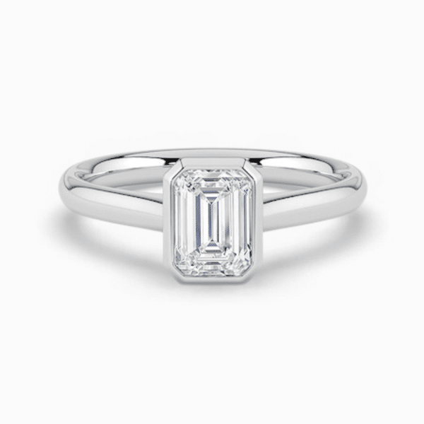 Bailey Bezel Set Natural Emerald Diamond Solitaire Ring